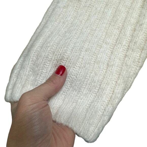 Zara Cream Light Pink Wool Alpaca Blend Ribbed Knit Turtleneck Sweater Medium - Picture 9 of 16